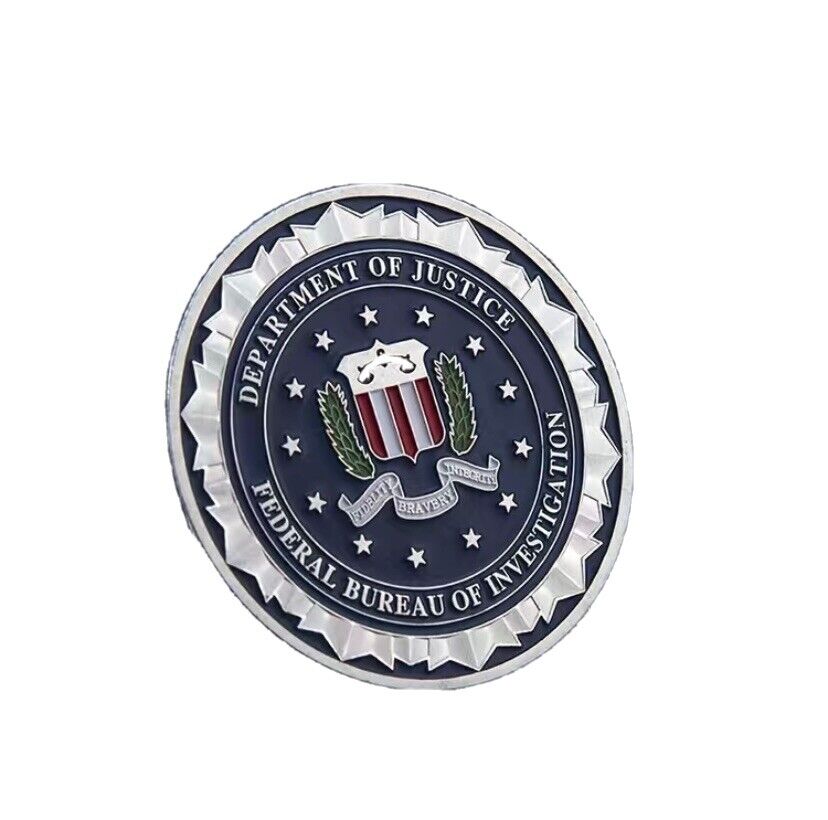 DOJ FBI Challenge Coin, Collectible Commemorative Coin silver in color