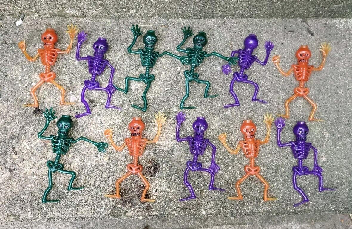 Lot Of 11 Skeleton Full Body Mini Light String Covers HALLOWEEN Purple Green Org