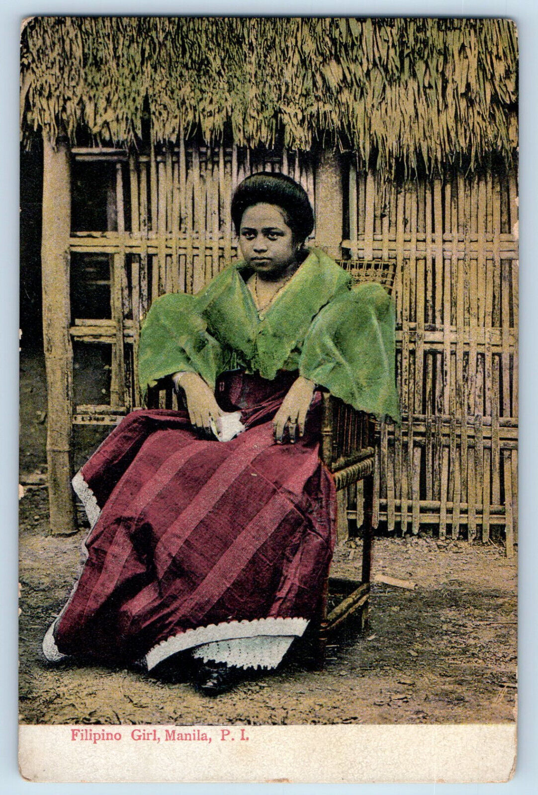 Manila Philippines Island Postcard Filipino Girl c1905 Unposted Antique