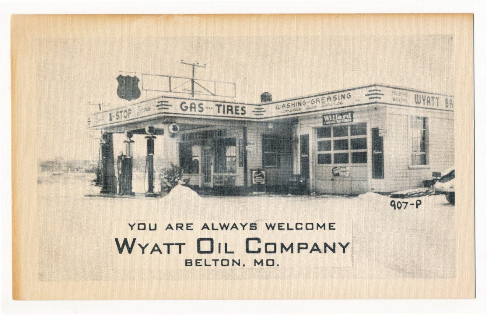 Wyatt Oil Company, Gas, Tires, Service Station, Belton, Missouri ca.1930's