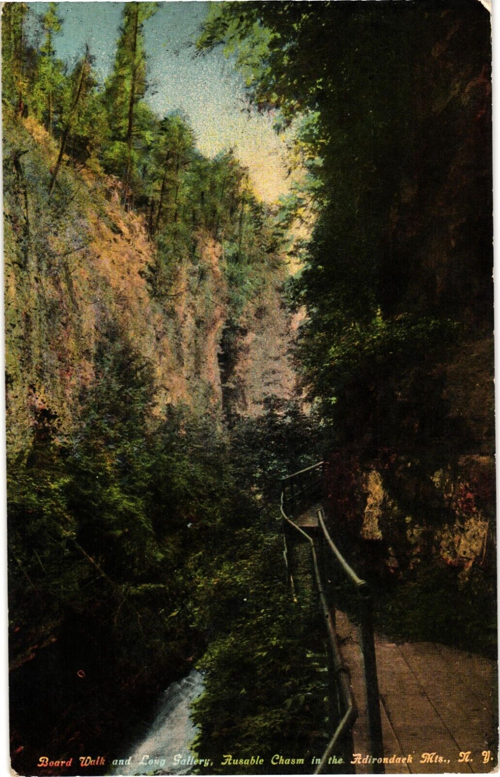 Board Walk Ausable Chasm Adirondack Mountains NY Divided Unused Postcard c1910s