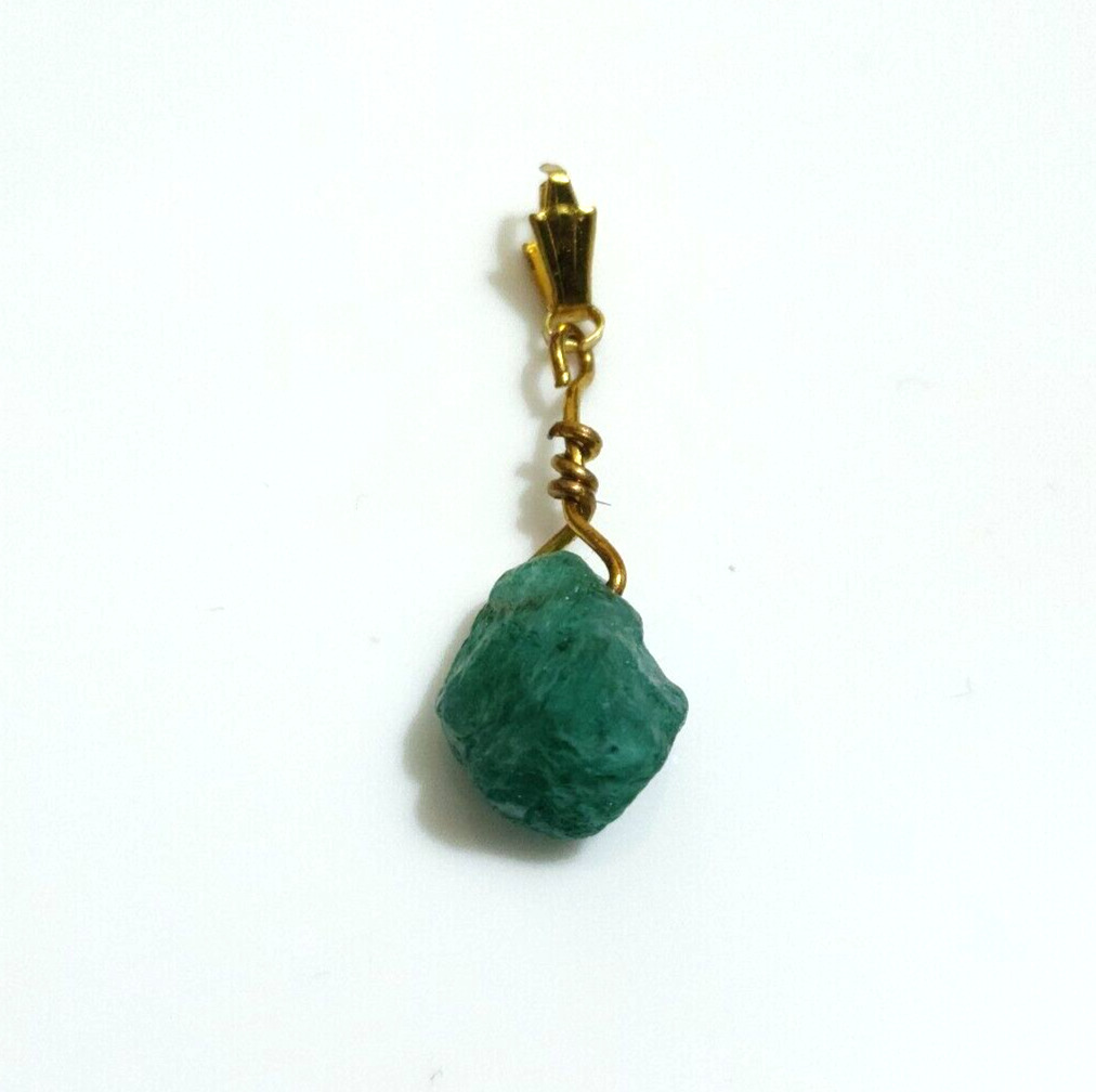 Zambian Green Emerald Raw Pendant 6.45 Crt 11x10x9 MM Loose Gemstone For Jewelry