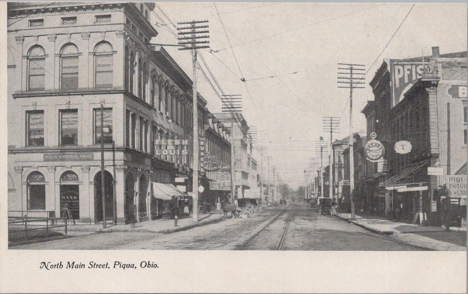 Postcard North Main Street Piqua Ohio OH 