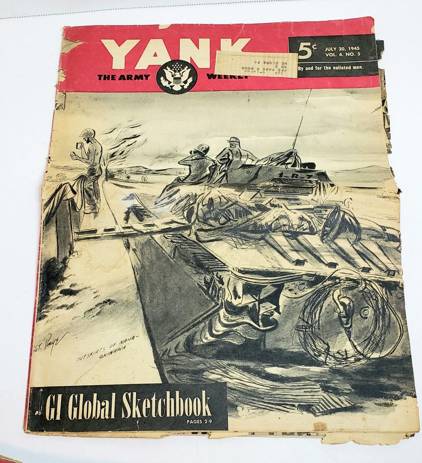 YANK The Army Weekly July 20, 1945 GI Global Sketchbook
