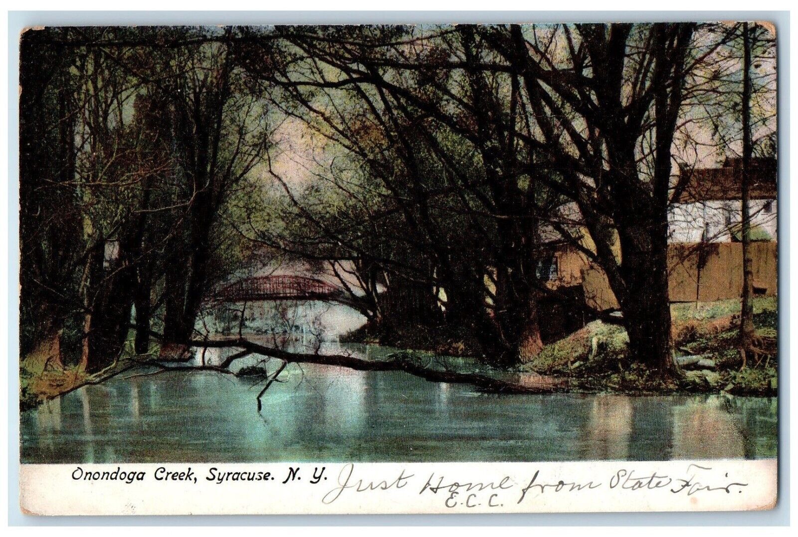 1908 Onondoga Creek River Lake Trees Syracuse New York Vintage Antique Postcard