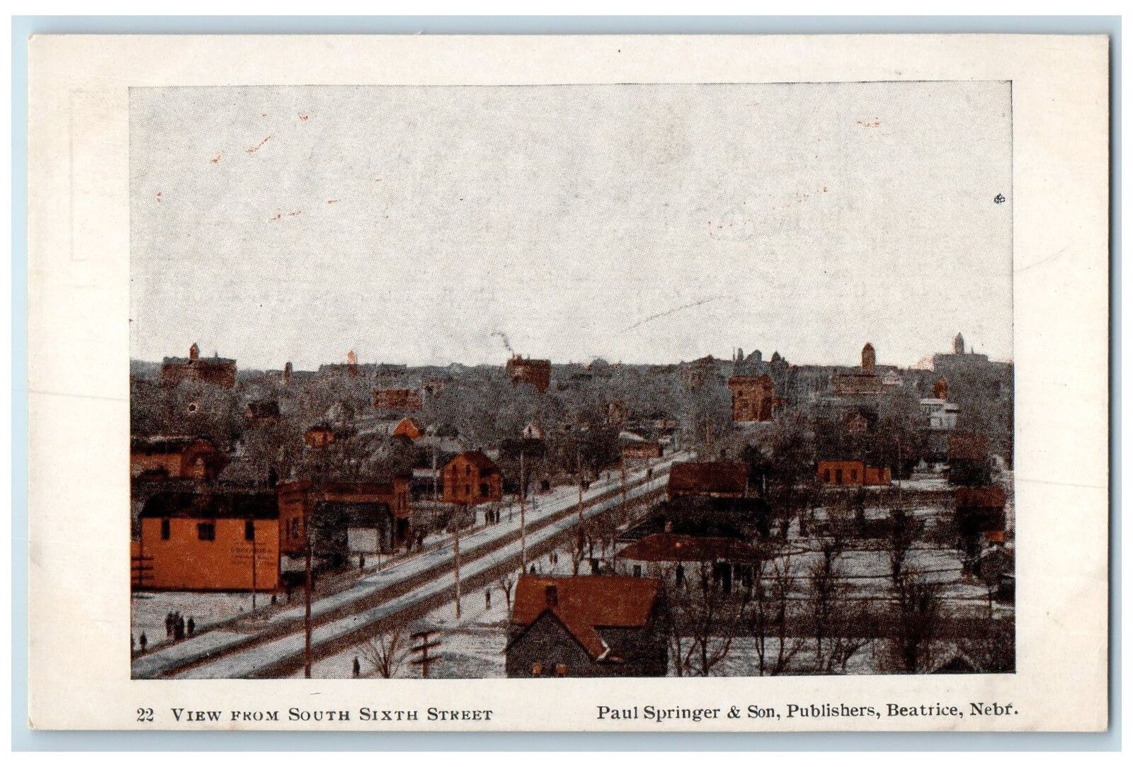 c1910\'s Bird\'s Eye View From South Sixth Street Beatrice Nebraska NE Postcard