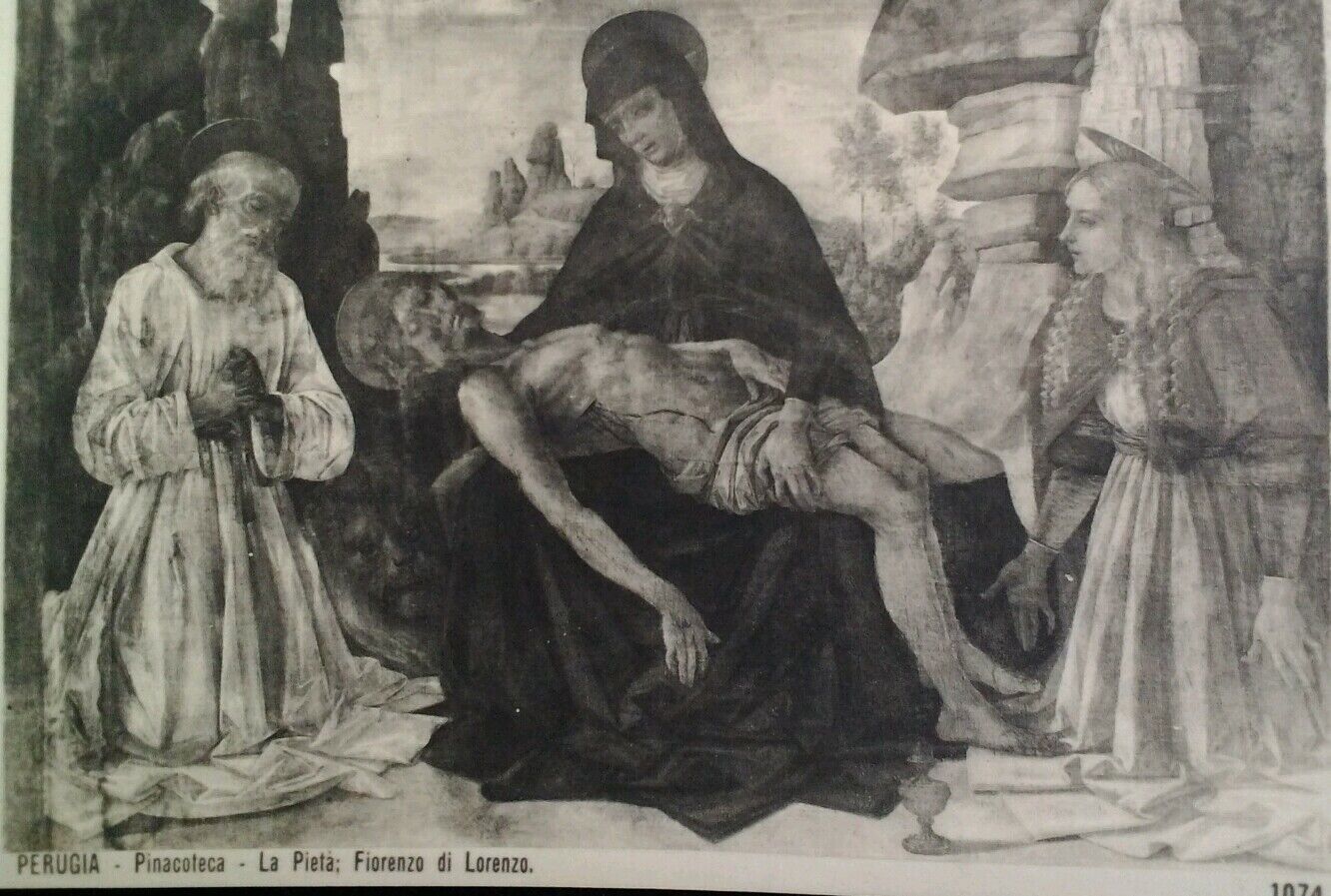 Perugia Italy RPPC Postcard Early 1900s Pinacoteca La Pieta Lorenzo Jesus Mary 