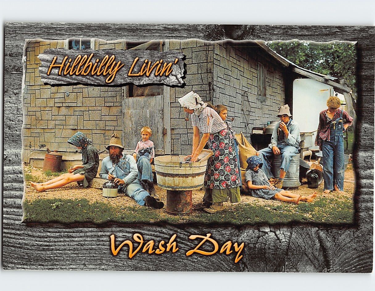 Postcard Hillbilly Livin Wash Day USA