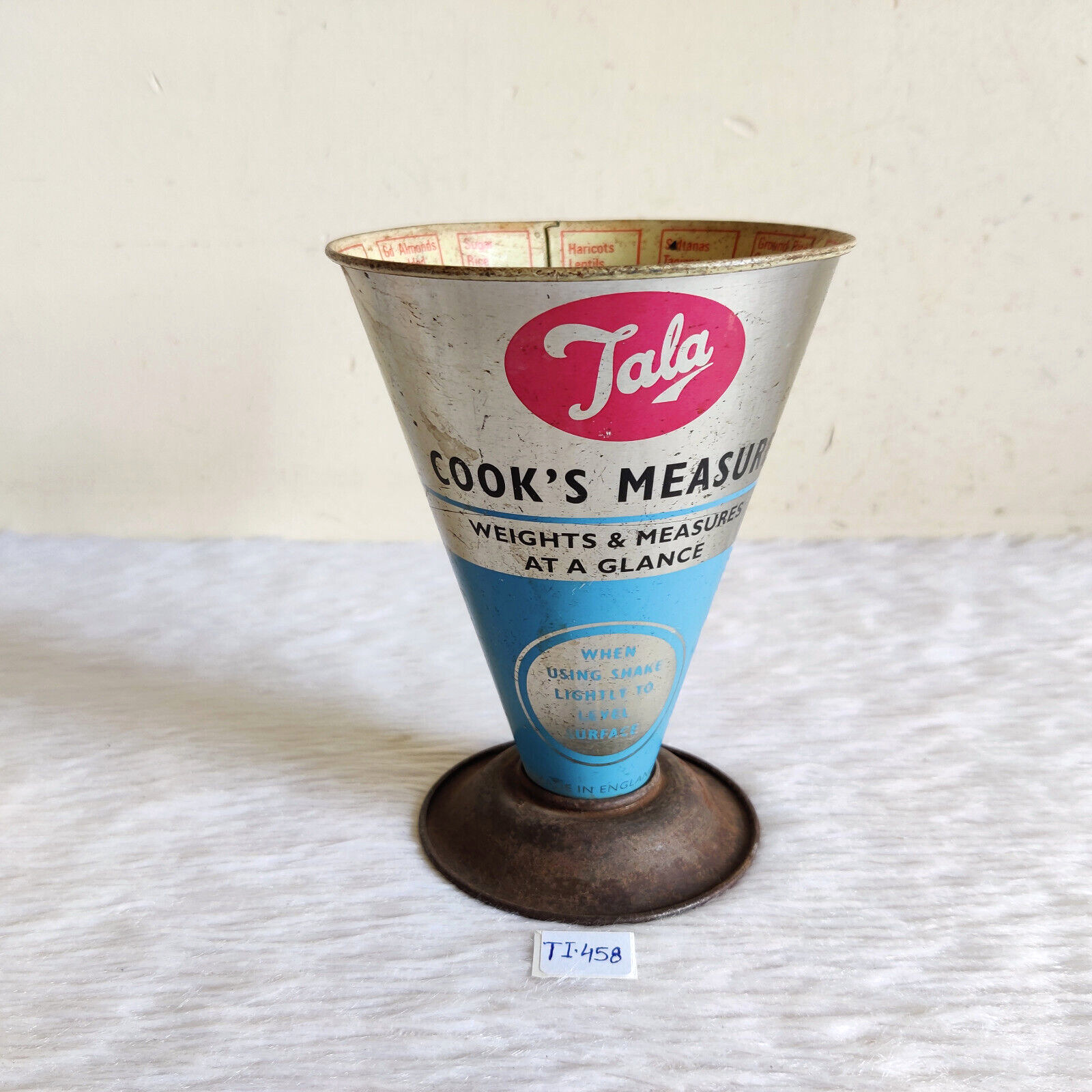 1950s Vintage TALA Cook\'s Measure Tin Dry Measure Kitchen Collectible Rare TI458