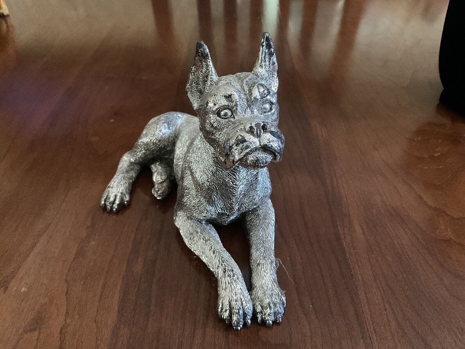 NENO Creazioni Artistiche D\'Argento Silver Plated Boxer Dog Sculpture Figurine