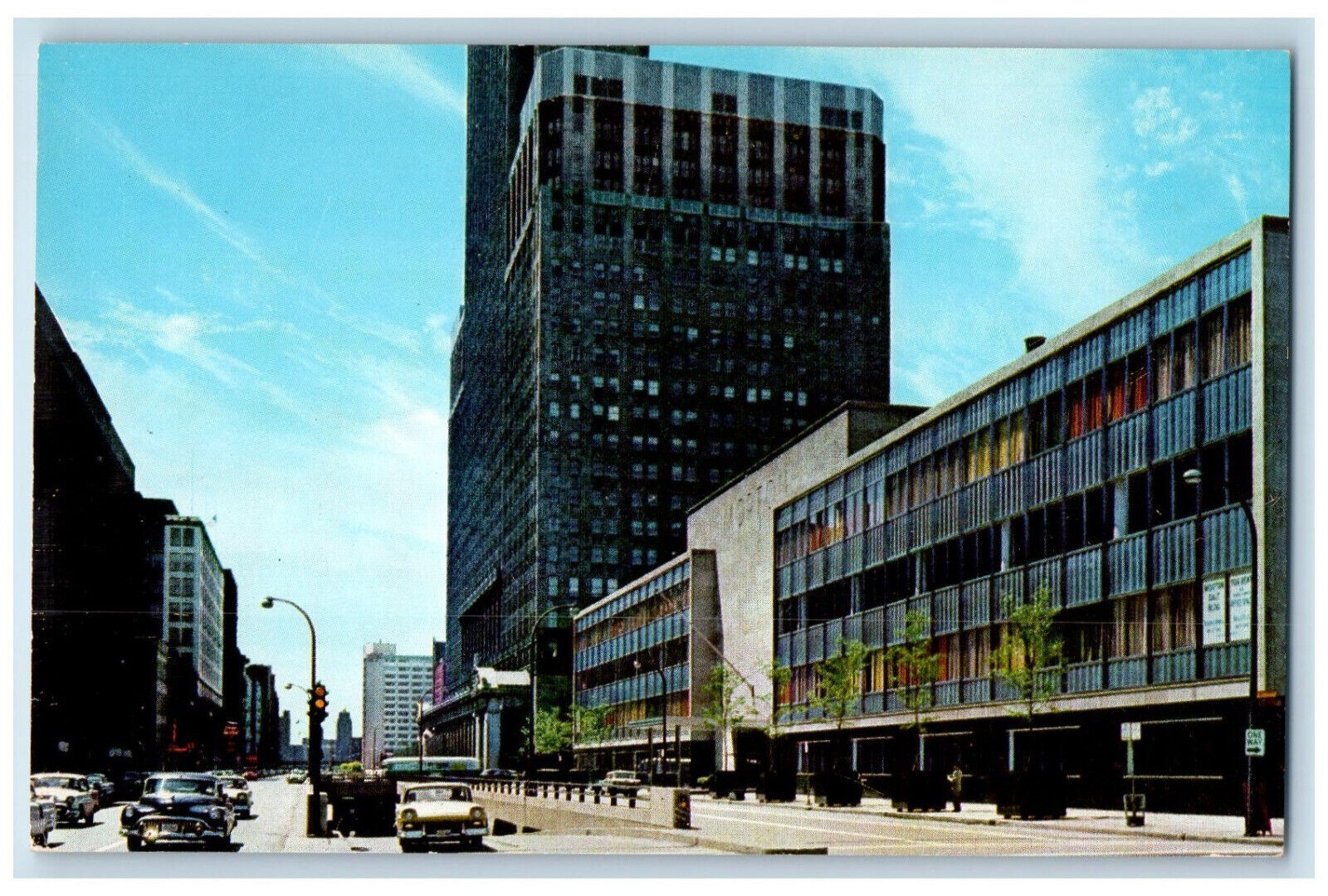 c1950\'s Morton Salt, Kemper and Herald American Buildings Wacker Drive Postcard