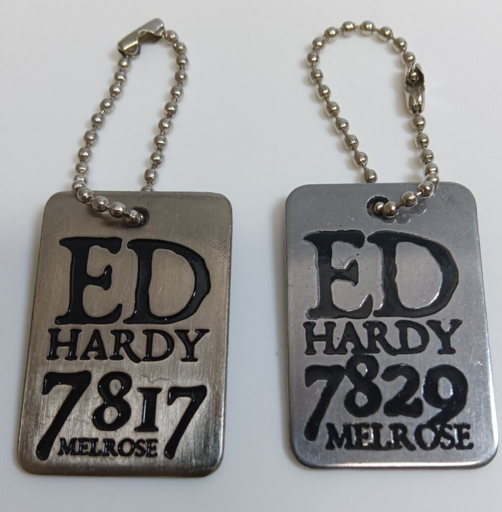 Ed Hardy 7817 & 7829 Melrose Dog/ Bag Tag Key Chain Pendant Brushed Silver