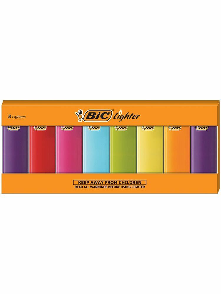 BIC Classic Electronic Series Lighters Assorted Colors Set of 8 Lighters