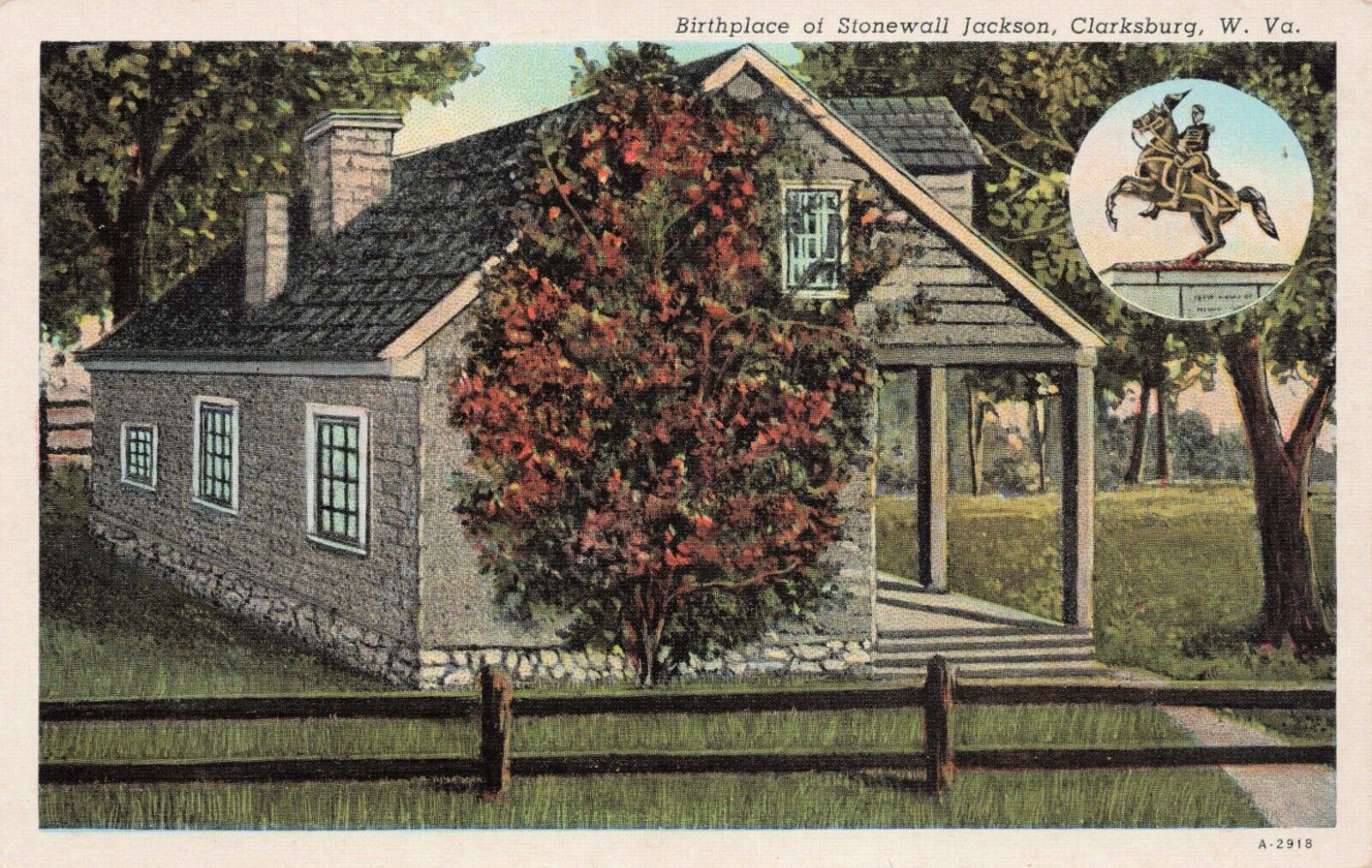 Postcard Birthplace of Stonewall Jackson Clarksburg West Virginia