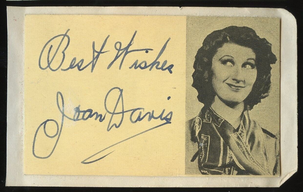 Joan Davis d1961 signed autograph auto 2x4 Cut American Actress in Married Joan