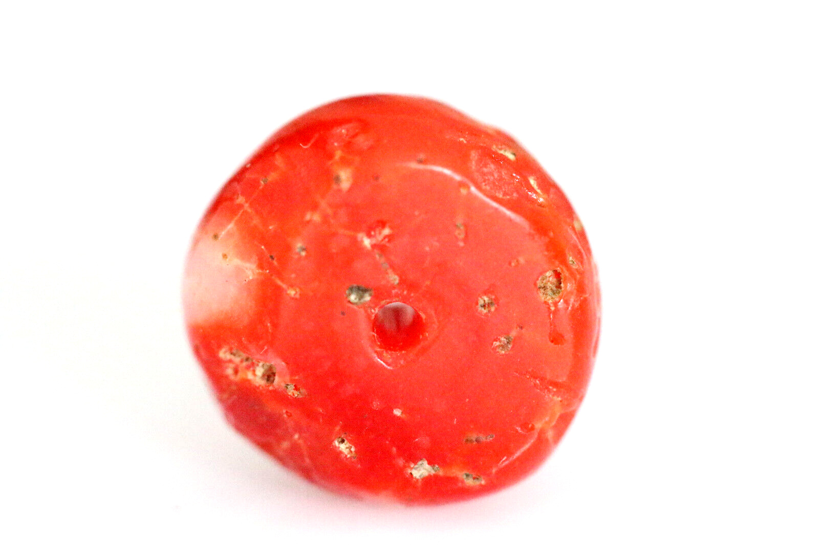 Genuine Ancient RED Coral Bead. Tibetan RED Coral Bead. 12x6 mm 8 Carat #G375