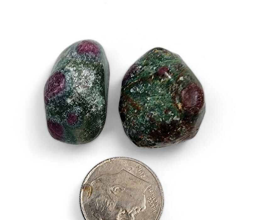 Ruby Fuchsite Crystal Polished Stones Brazil 16.8 grams 2 Pcs Lot