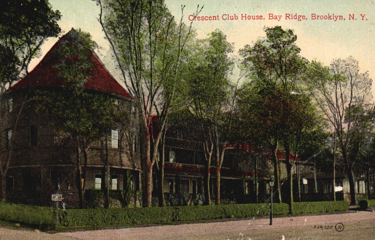 Postcard NY New York City Brooklyn Crescent Club House Bay Ridge 1913 PC J8410