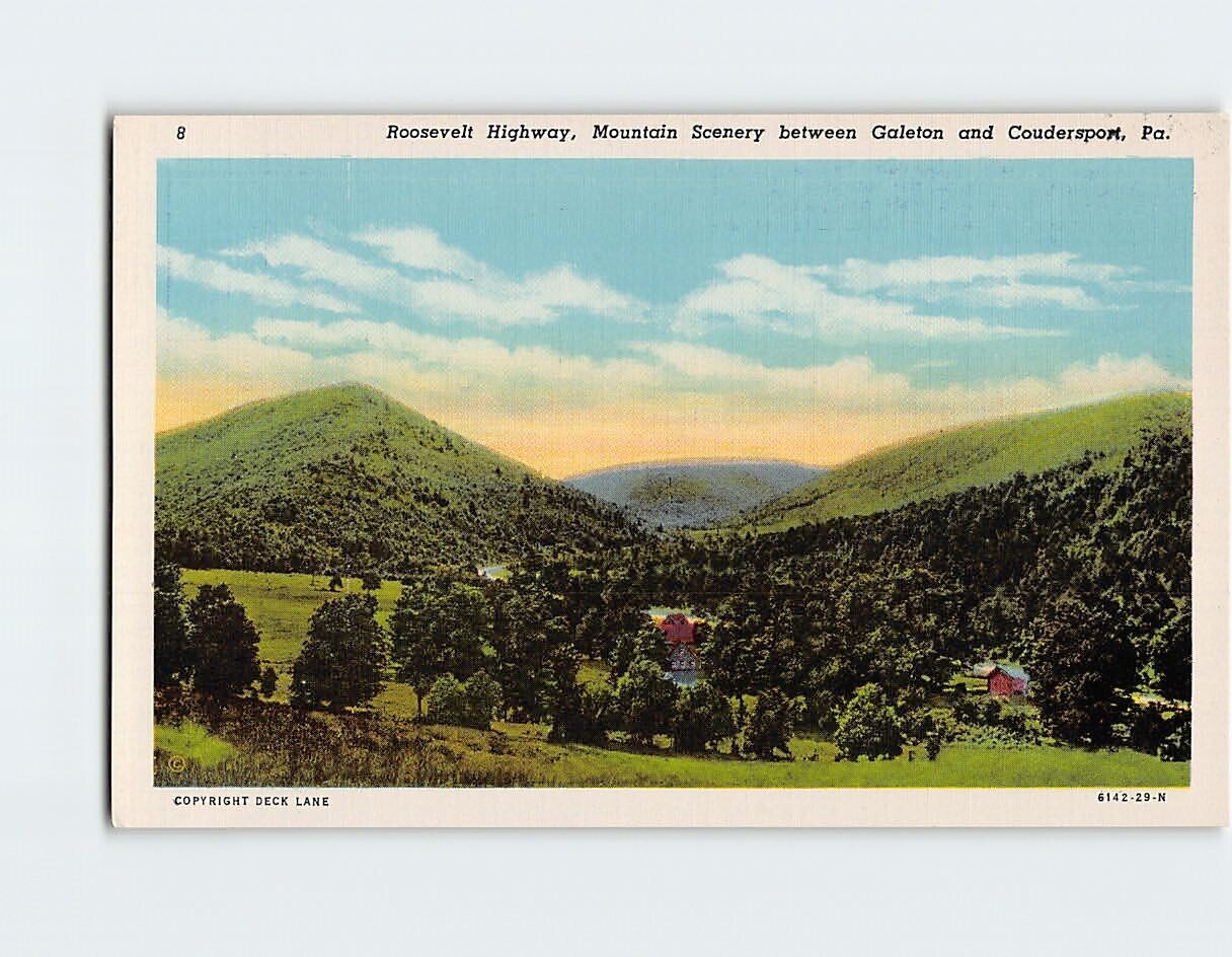 Postcard Roosevelt Highway, Mountain Scenery, Pennsylvania