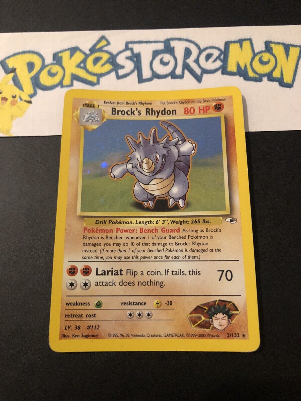 Pokemon - Brock\'s Rhydon - Gym Heroes - Holo - 2/132 - English - Excellent  