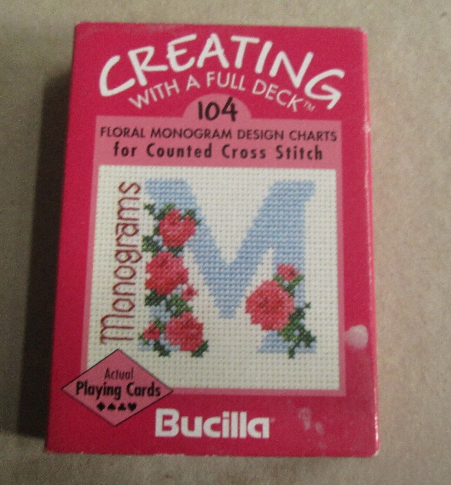 Bucilla Floral Monogram Design Charts Counted Cross Stitch Playing Cards New
