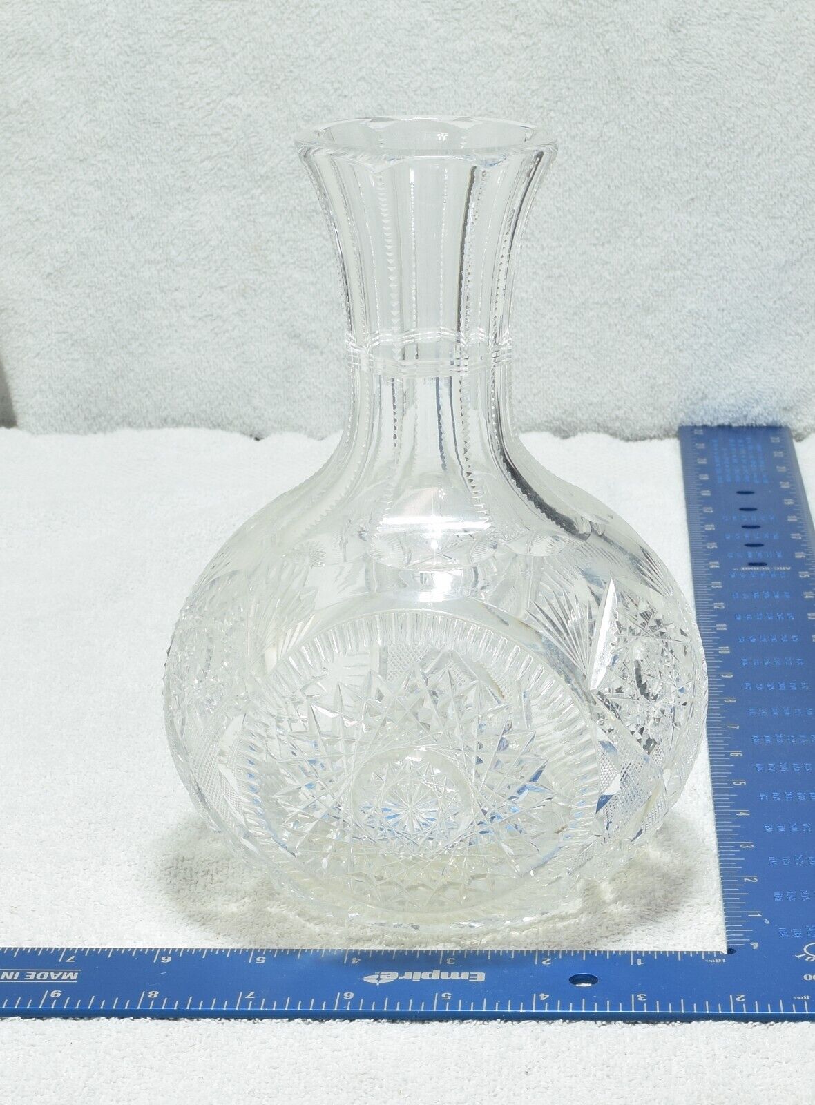 American Brilliant Period Antique Cut Glass Carafe Decanter Vase