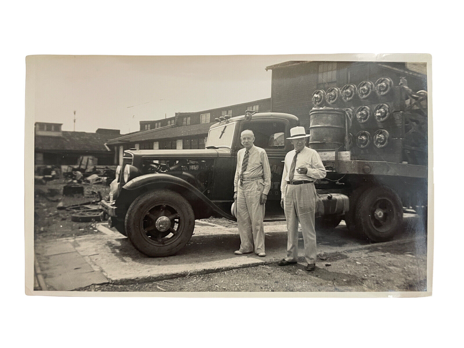 Black White Photograph 4x8 Vtg 1940s American Auto Transit Springfield Ohio Boss