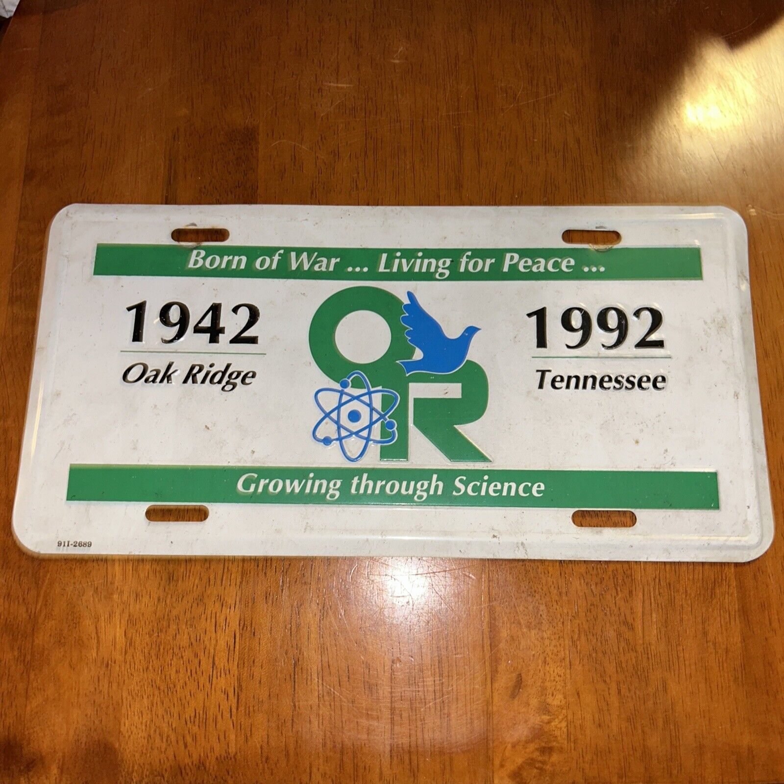 Oak Ridge Tennessee Booster License Plate 1942 1992 Born of War Science Roane H3