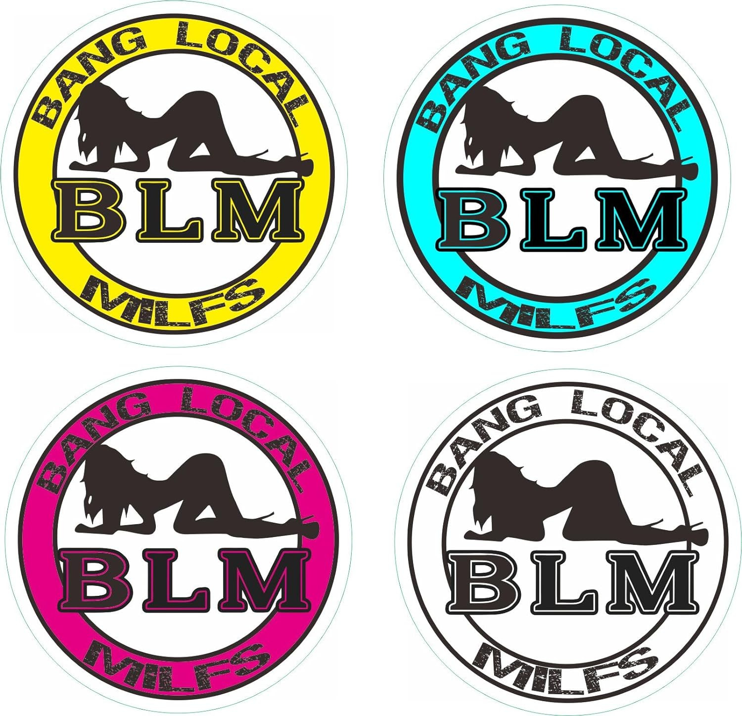 4 Pcs Support Local Milfs Hard Hat Stickers Decals, Adult, Funny, Motorcycle, Co