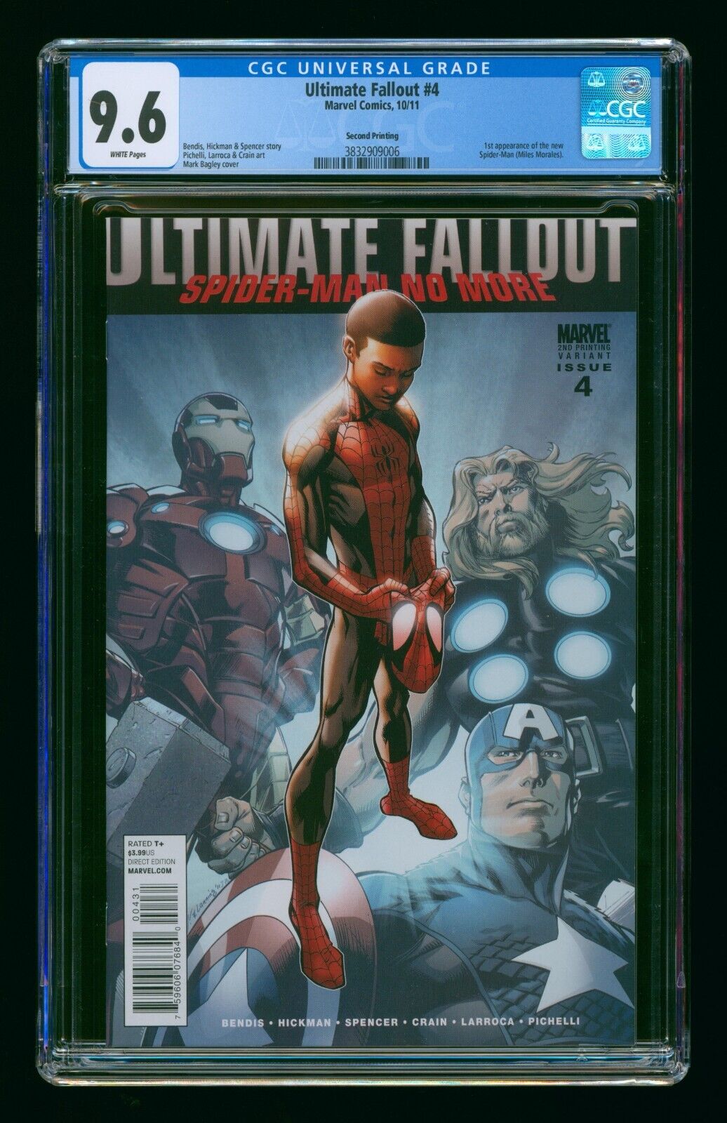 ULTIMTAE FALLOUT #4 (2011) CGC 9.8 1st MILE MORALES SPIDER-MAN 2nd PRINT
