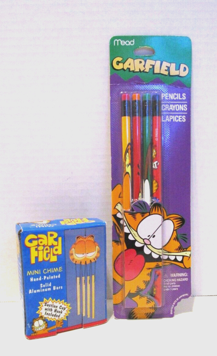Vintage 3D Garfield Windchime and pencil lot 1996 NEW