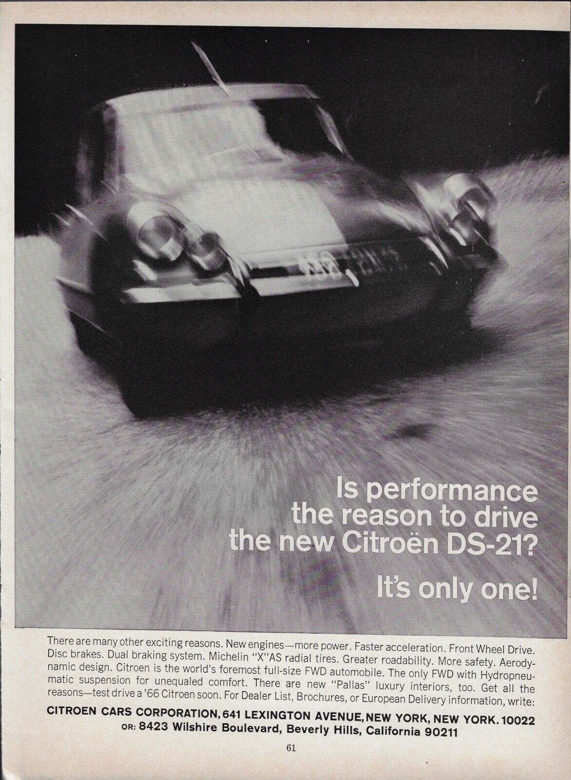 1966 Citroen DS-21 New Engine Faster Acceleration Exciting Car Vintage PRINT AD