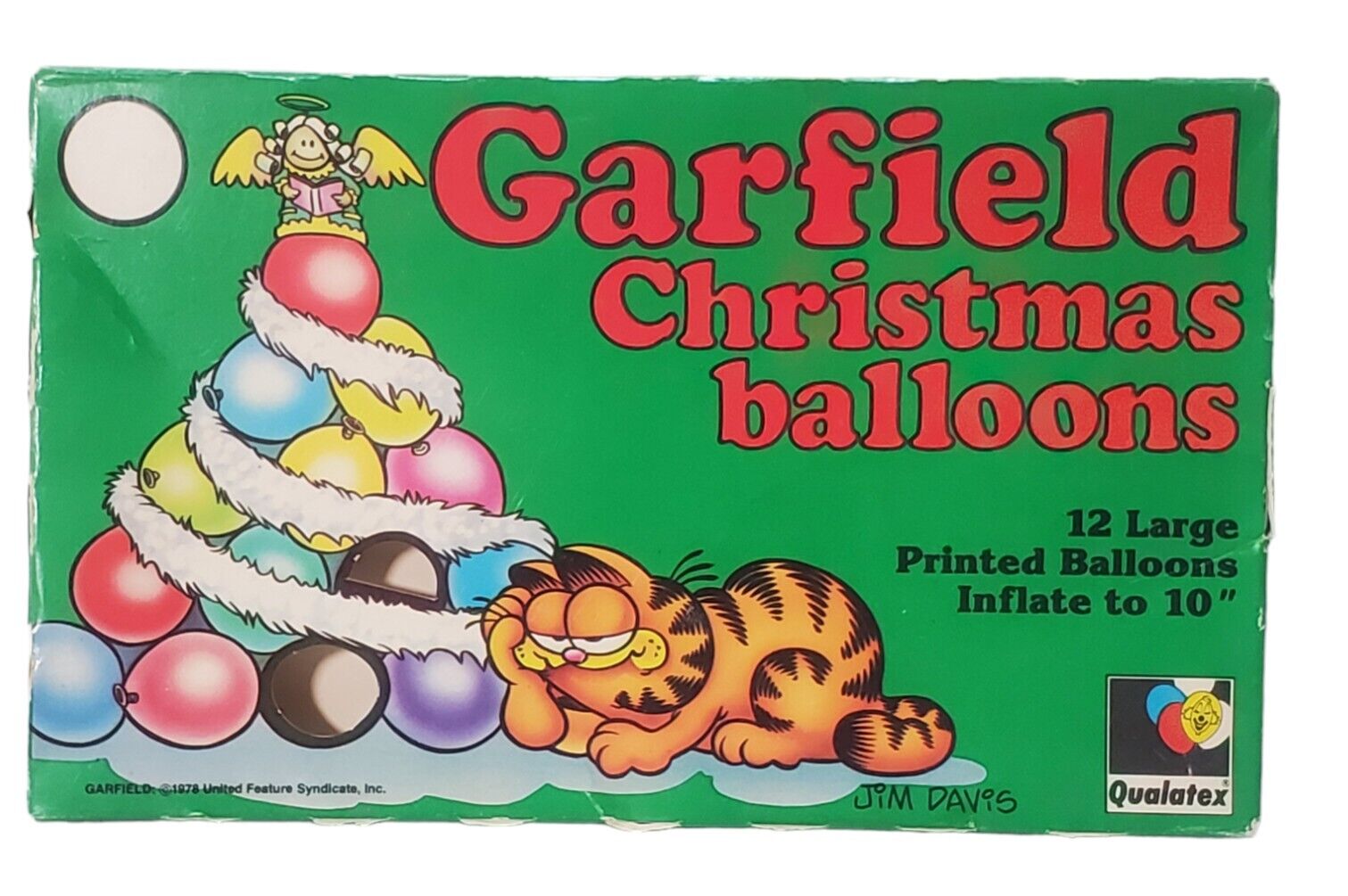 NEW Vintage Garfield Christmas Balloons Printed 1978 Box of 12