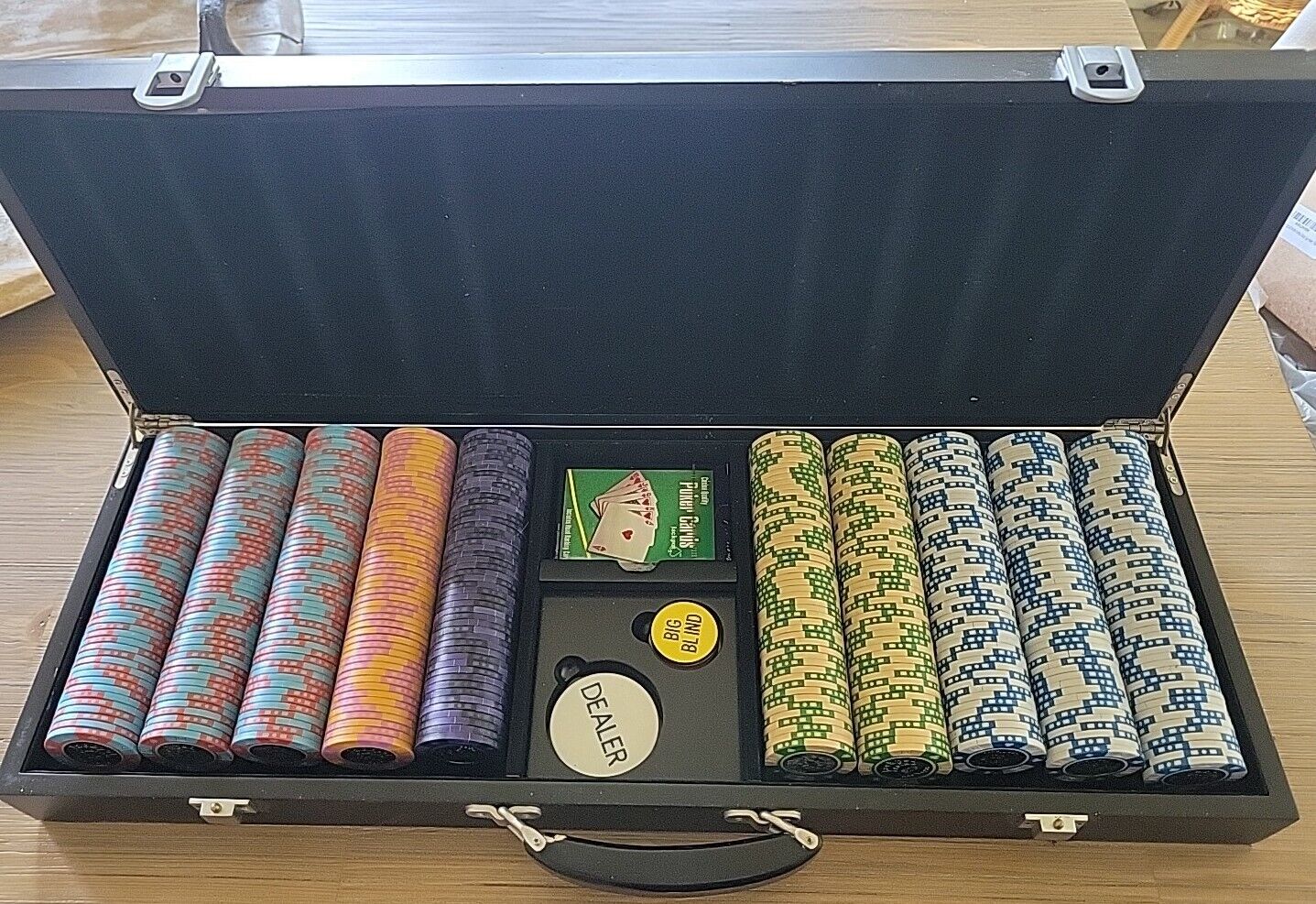 Vintage 1970's Clay Jackpot Casino Las Vegas Poker Chip Set 500 pc Inlay w case