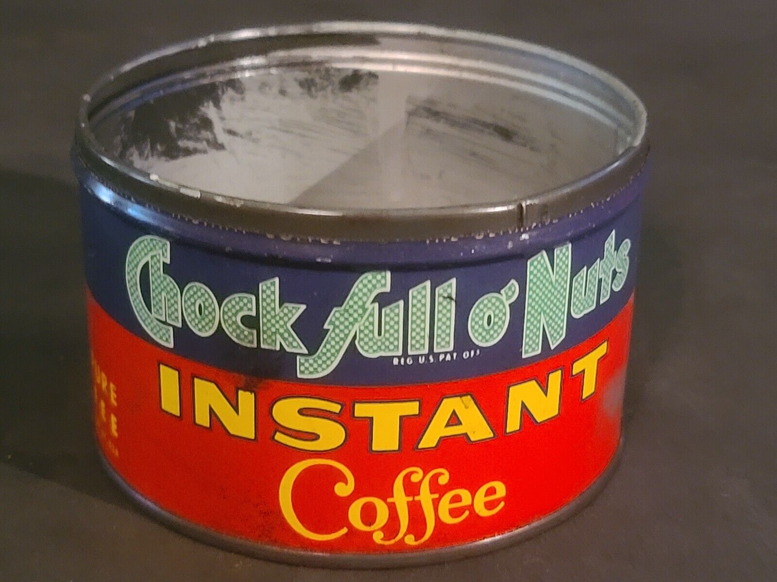 RARE Chock Full O\'nuts Instant Coffee EMPTY Metal Tin