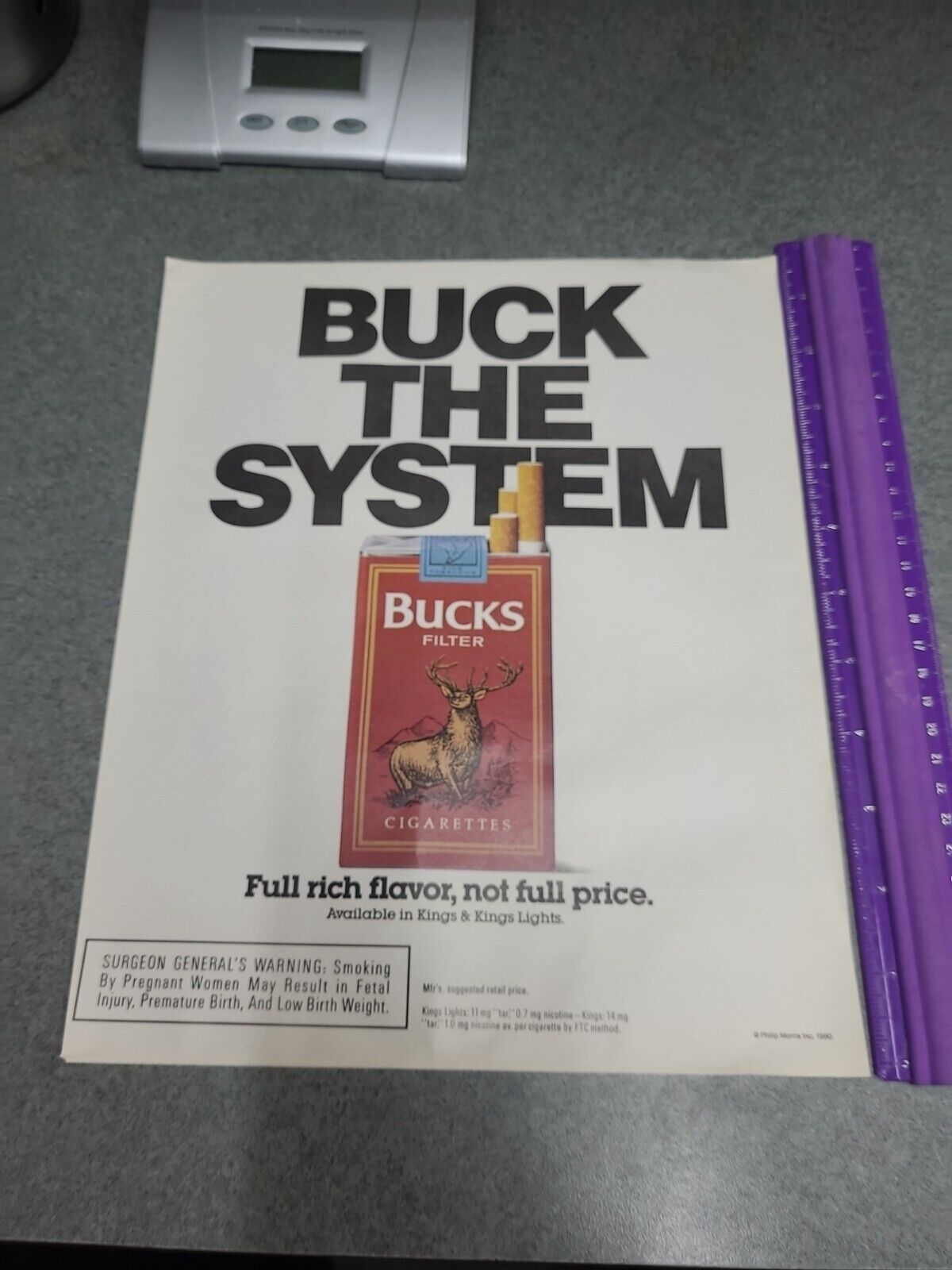 1990 vintage original print ad Bucks Filter Cigarettes Full Rich Flavor