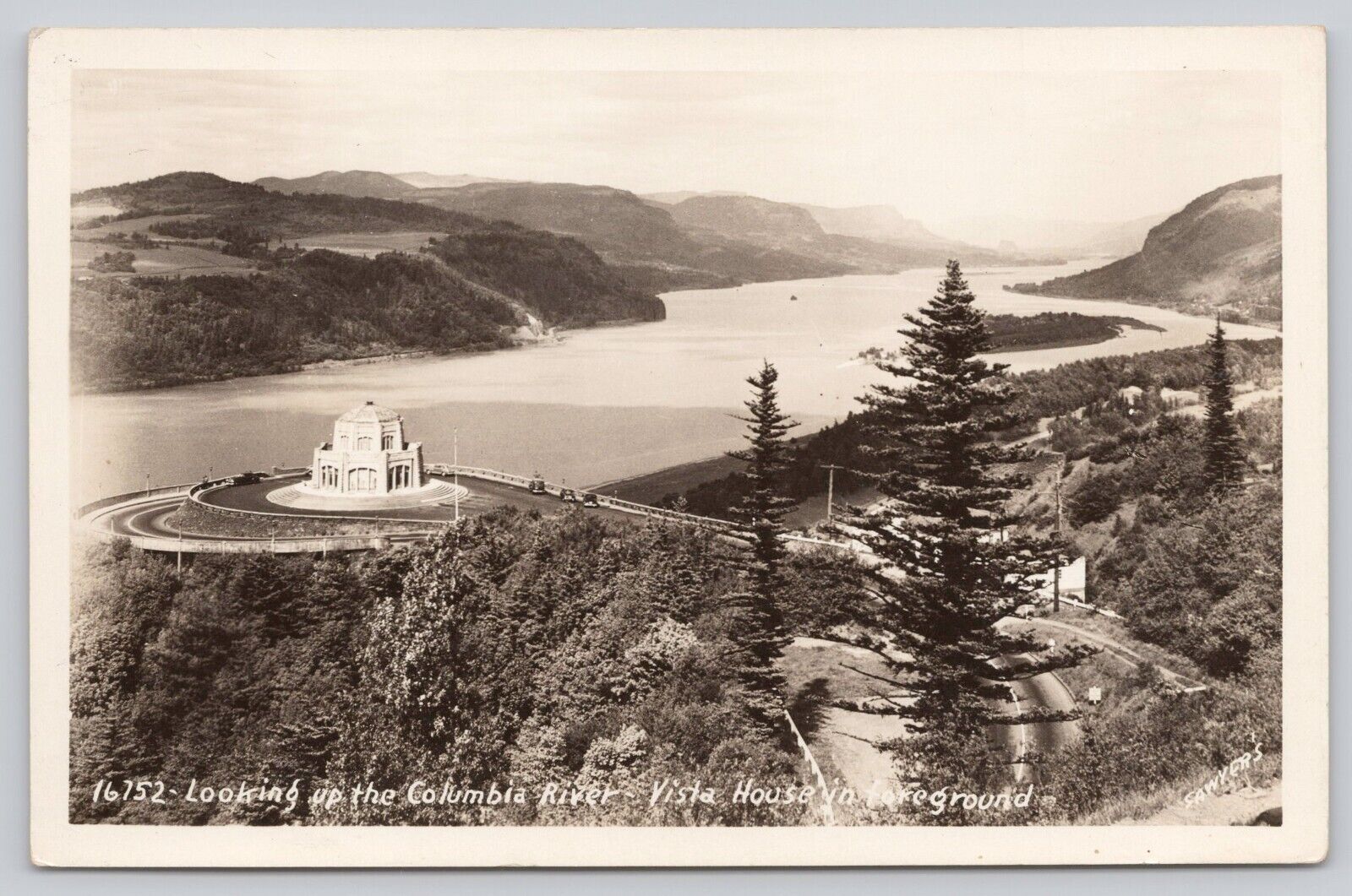 RPPC Postcard Looking up  Columbia River Vista House  by Sawyers UNP (a2)