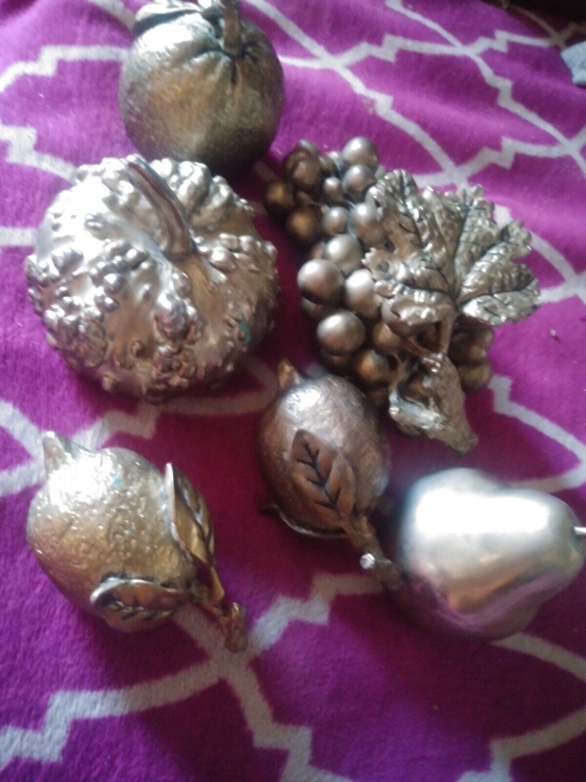 Mid Century Silver Colored Fruit Lot