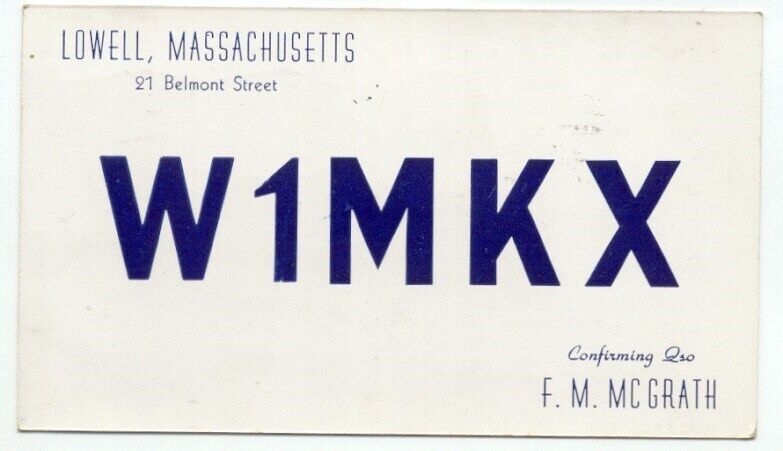 QSL Amateur Radio Lowell MA c1950 Postcard - Massachusetts