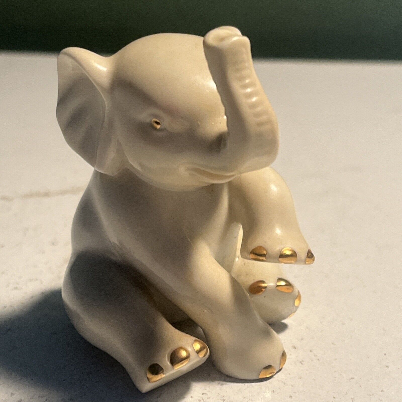 Lenox “Sitting Elephant” Classic Ivory Miniatures Gold Trim