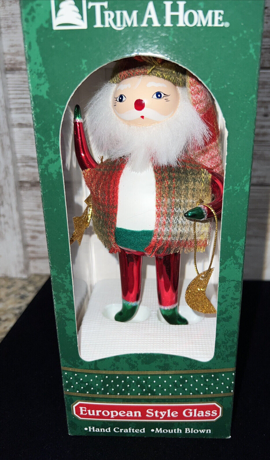 Santa Ornament European Style Hand Crafted Mouth Blown Ornament 