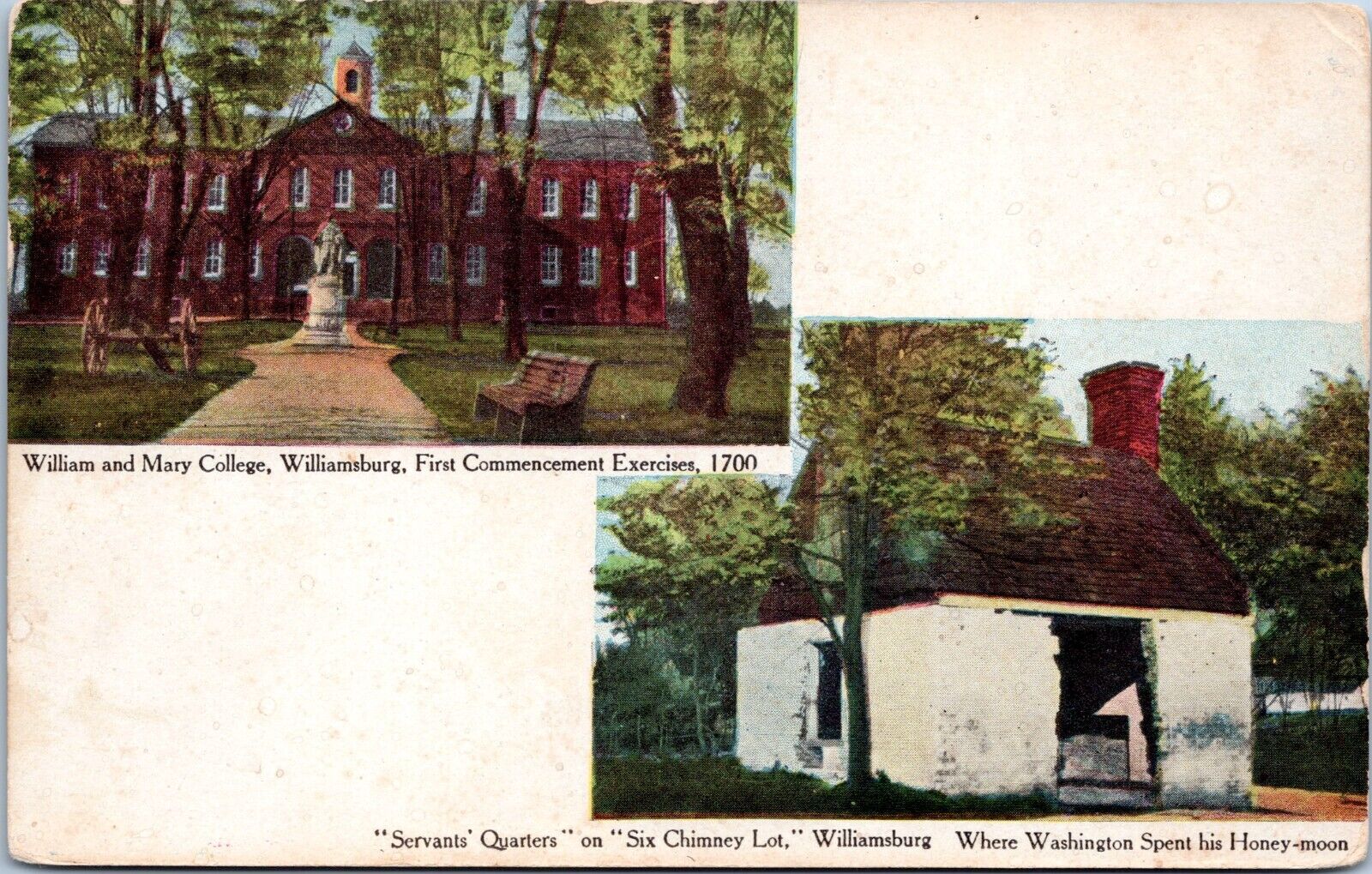 Private Mailing Card - Williamsburg Virginia - Six Chimney Lot, William and Mary