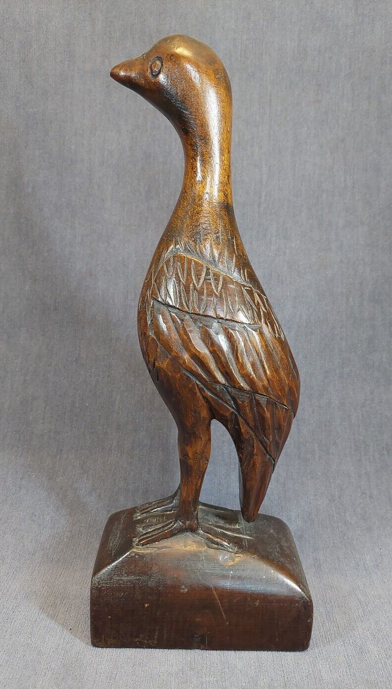Vintage MCM Hand Carved Standing Bird 14.75”H