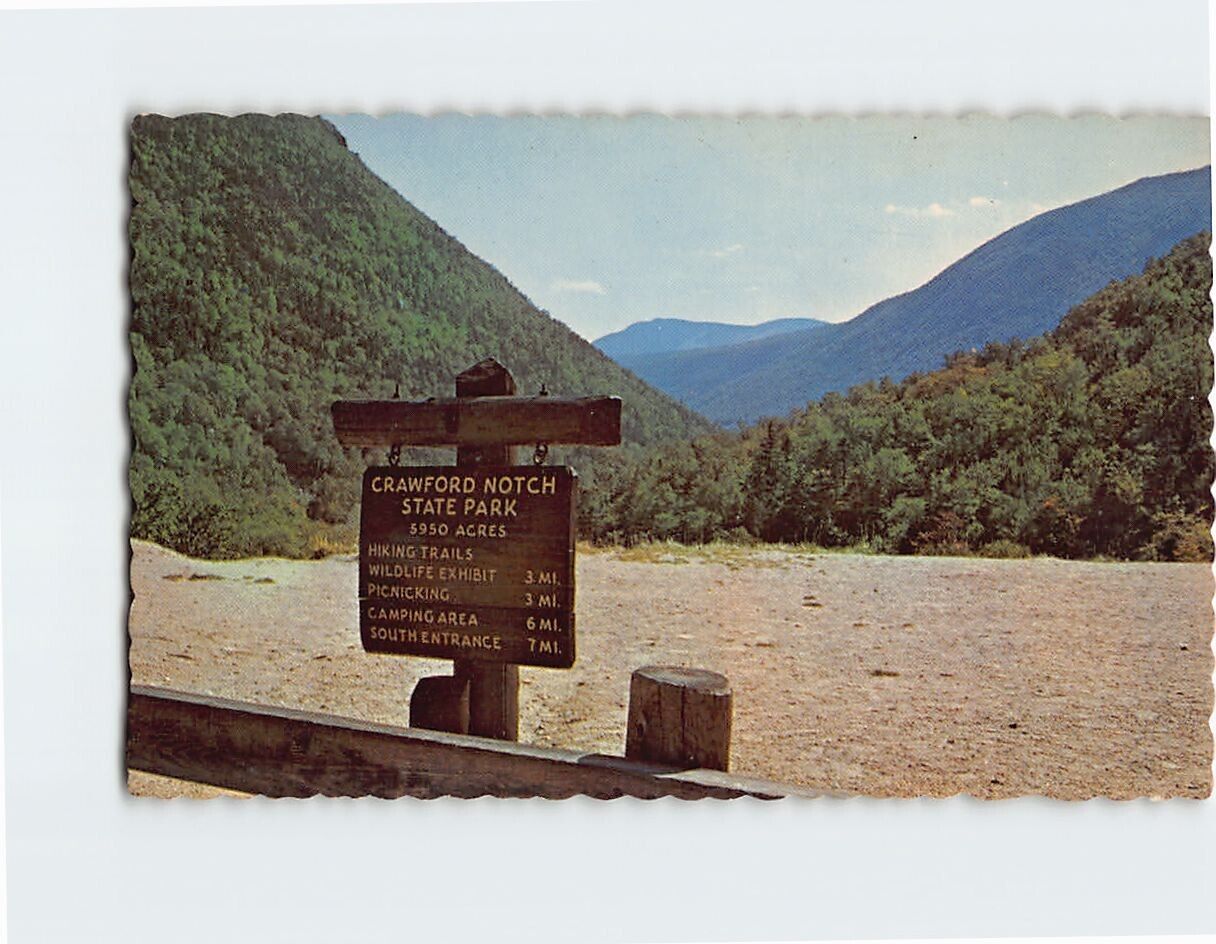 Postcard Crawford Notch as seen from scenic turnout Harts Location NH USA