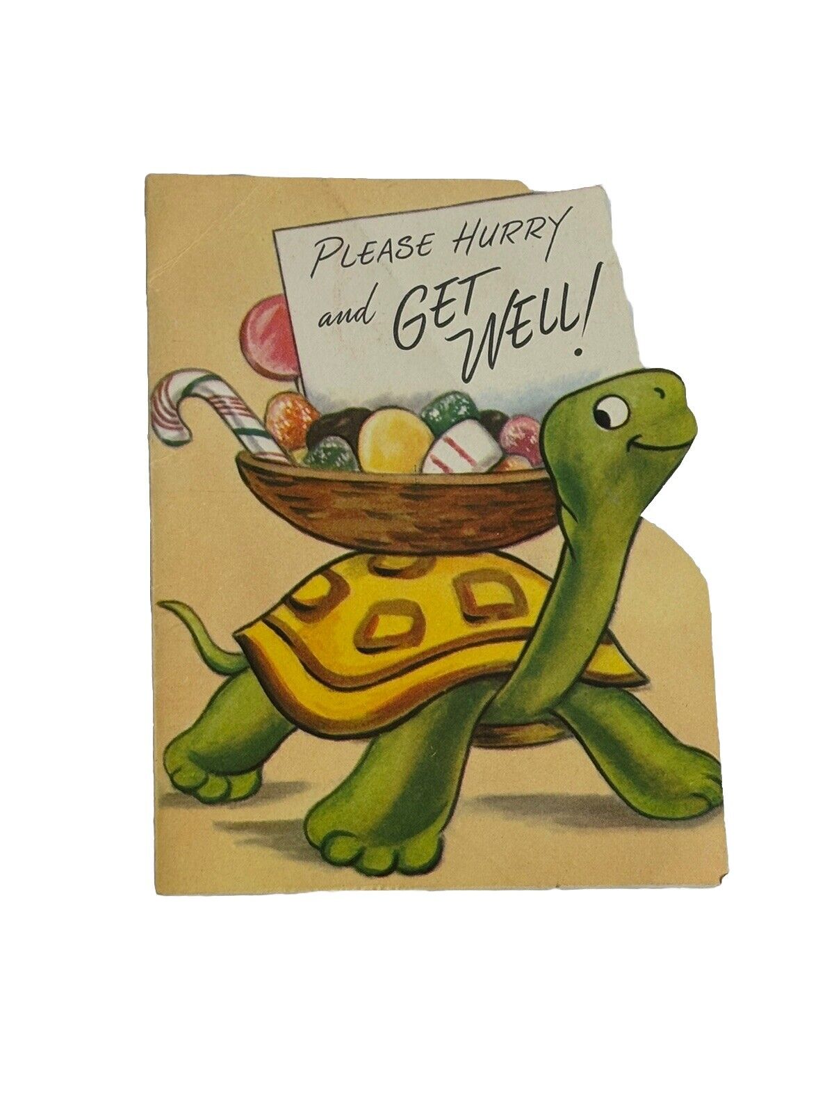 Vintage Retro Turtle Get Well Greeting Card