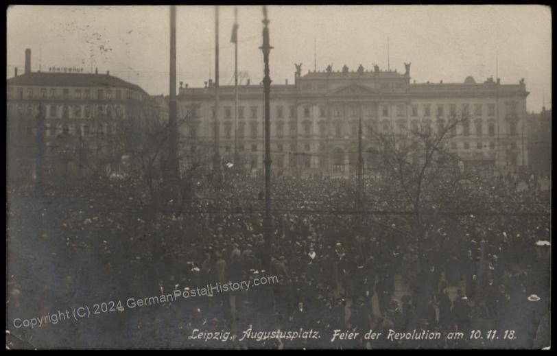 Germany 1918 Revolution RPPC Leipzig  Augustusplatz Demonstration 61418