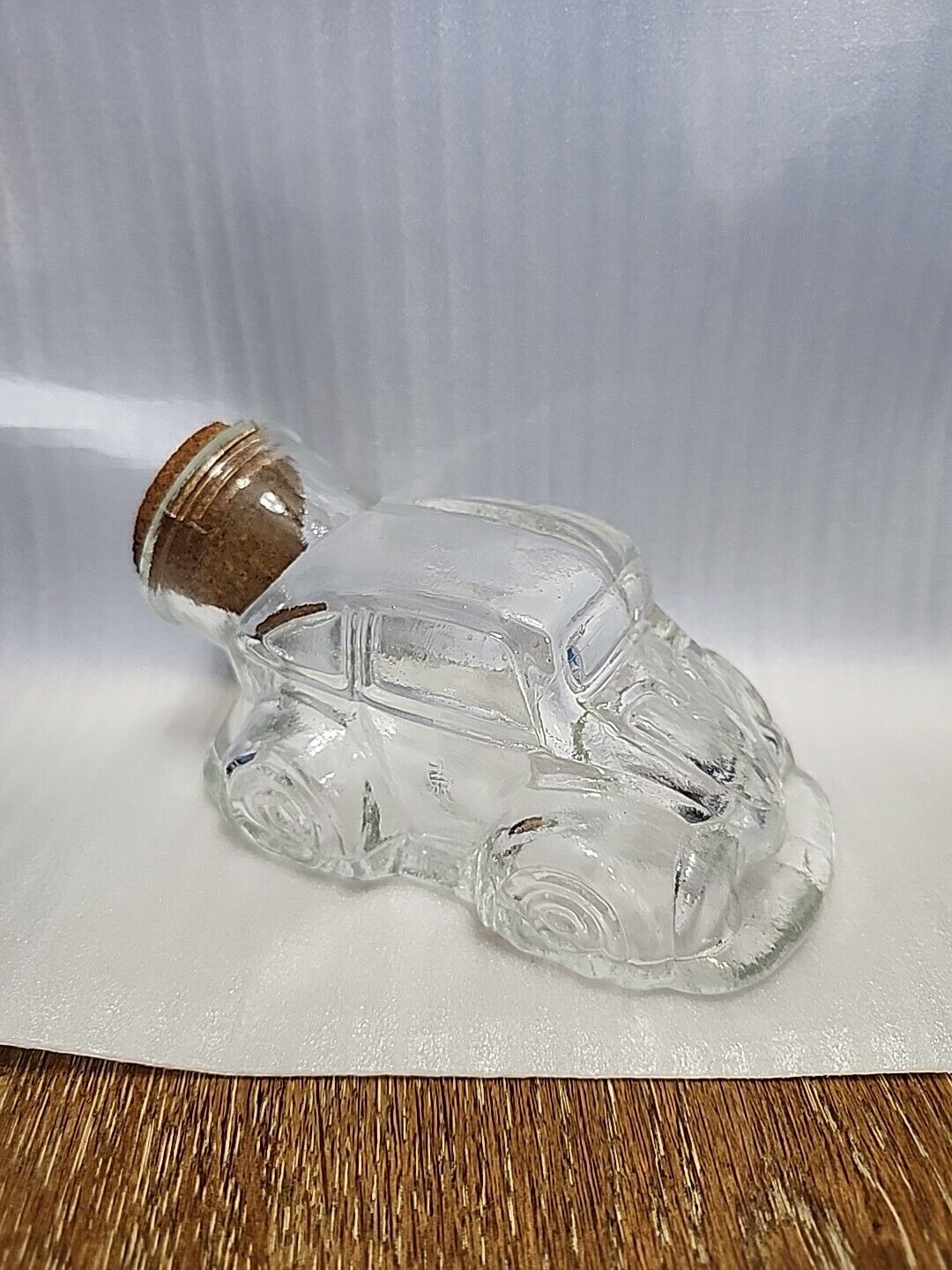 Volkswagen Beetle Clear Glass Canister /w Cork Lid