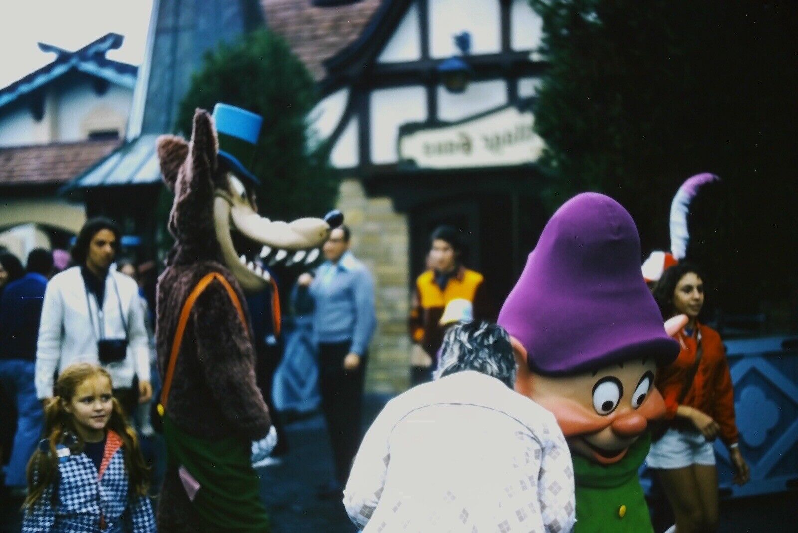 c1960s-70s Disneyland~Main Street USA~Big Bad Wolf~Dopey~Vintage OOAK 35mm Slide