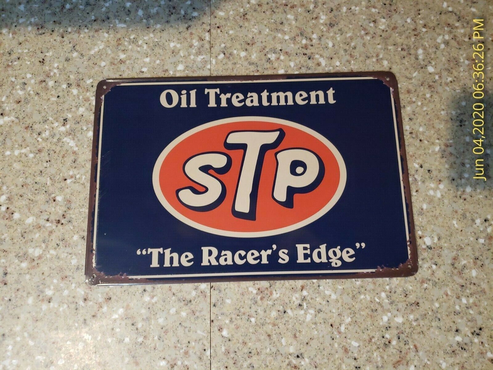STP The Racer's Edge Metal Sign Oil Treatment Tin Sign STP Shop Oil Change Lube
