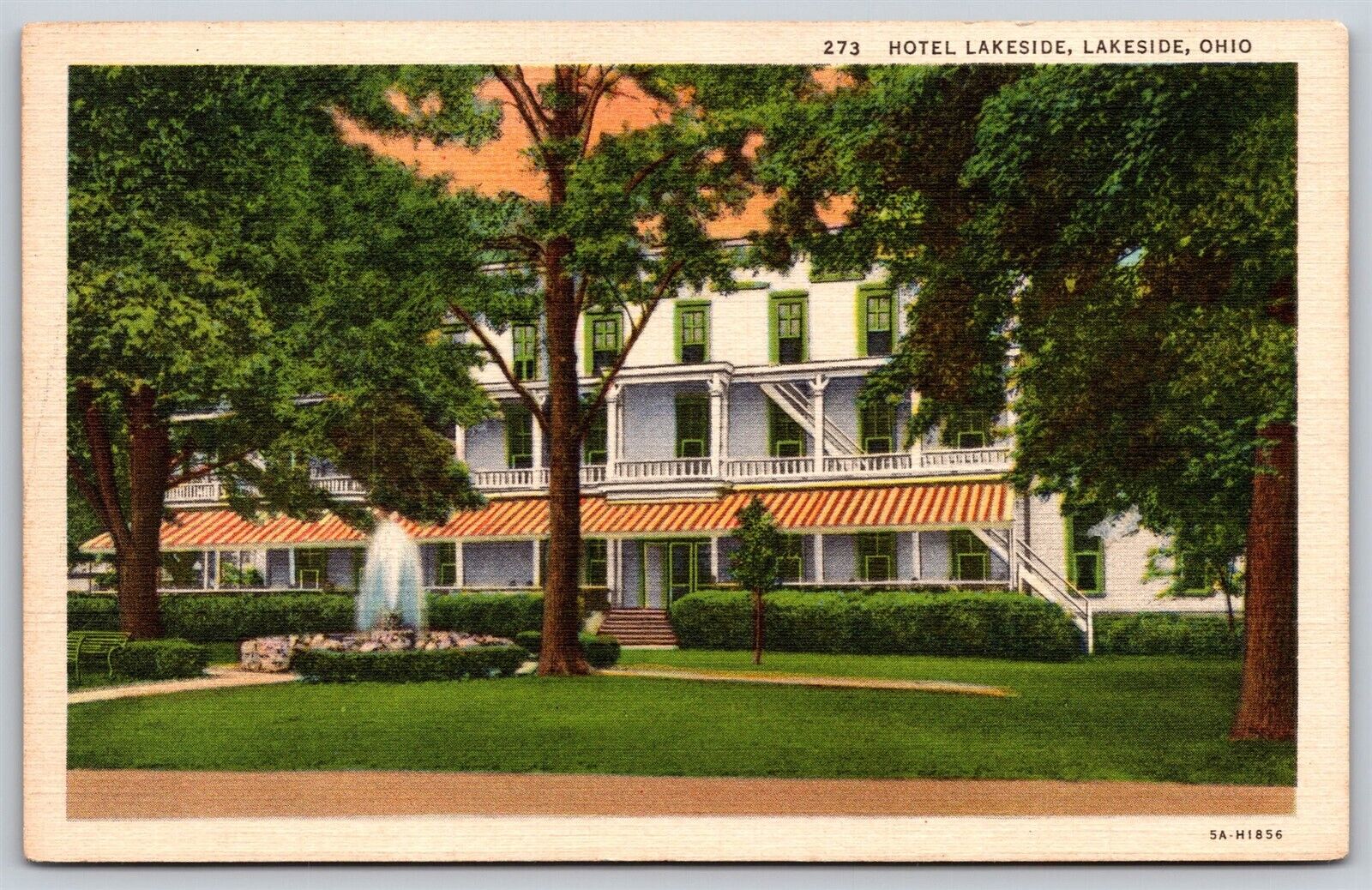 Postcard Hotel Lakeside, Lakeside OH linen (alt back) M189
